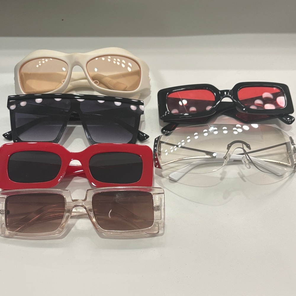 SHEIN Women's Fashion Glasses Set - Black, Red, Cream